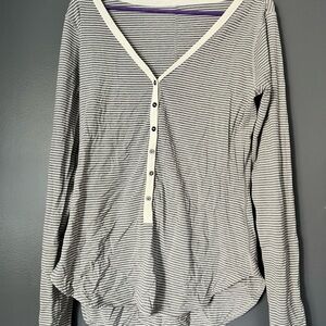 Lululemon Athletica Gray Striped Button-Down Shirt